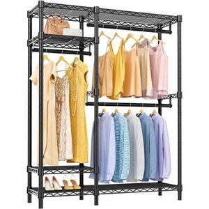 Garment Rack Metal Clothing Rack for Hanging Clothes, 4 Tiers Wire Shelving